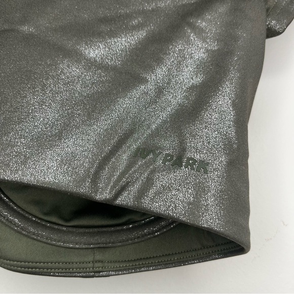 Adidas Ivy Park Metallic Green Brown Short Sleeve Cropped Bikini Swim Top - Picture 10 of 10